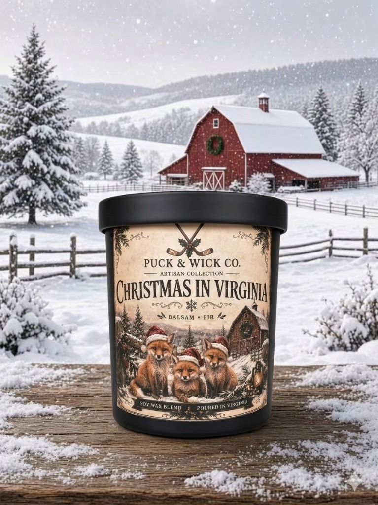 “Baby Foxes in Santa Hats” Balsam Fir Candle